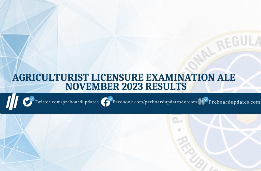 Agriculturist Licensure Examination ALE November 2023 Results