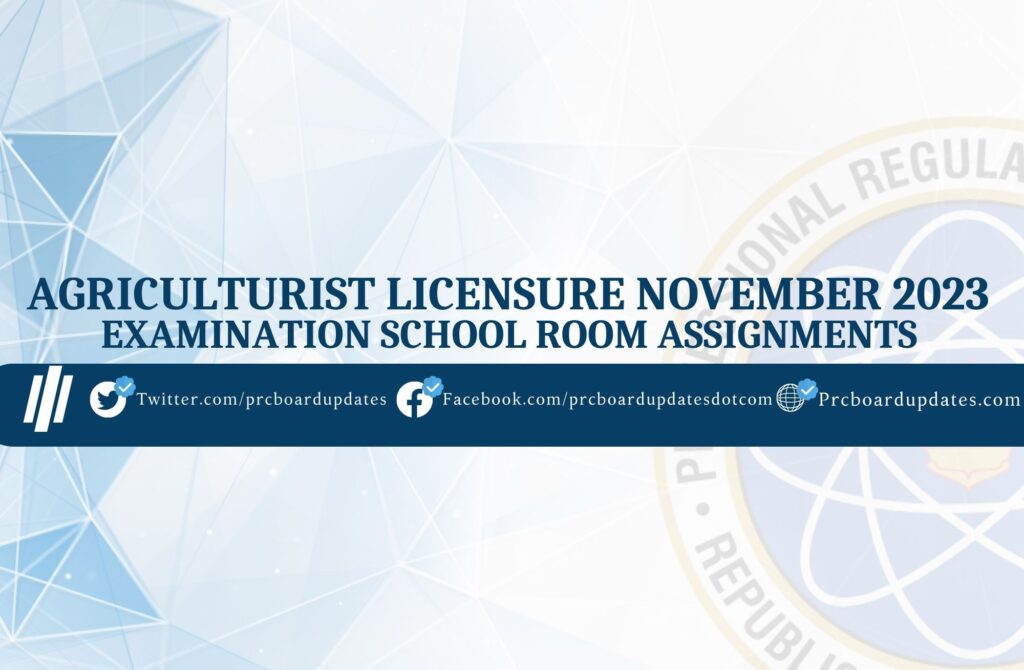 Agriculturist Licensure November 2023 Examination School Room Assignments