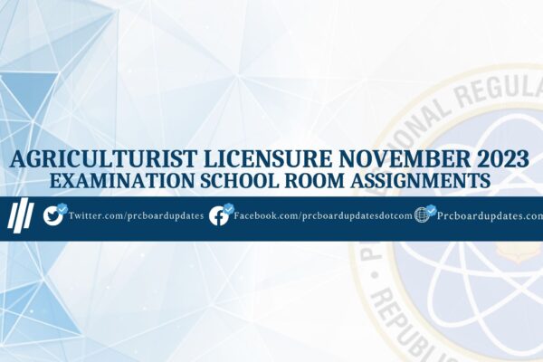 Agriculturist Licensure November 2023 Examination School Room Assignments