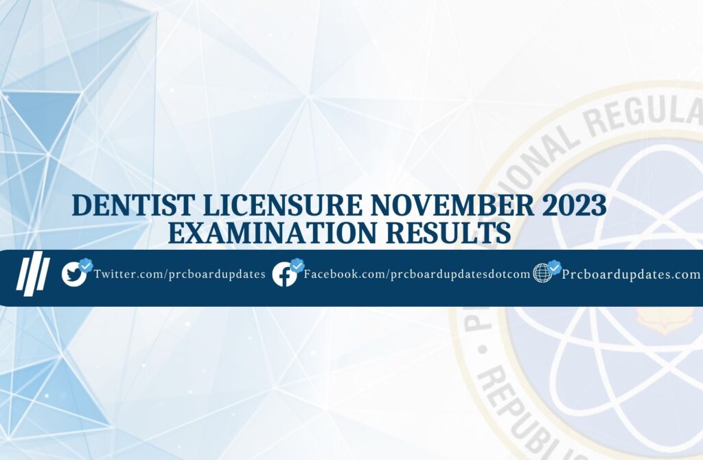Dentist Licensure November 2023 Examination Results