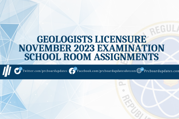 Geologists Licensure November 2023 Examination School Room Assignments