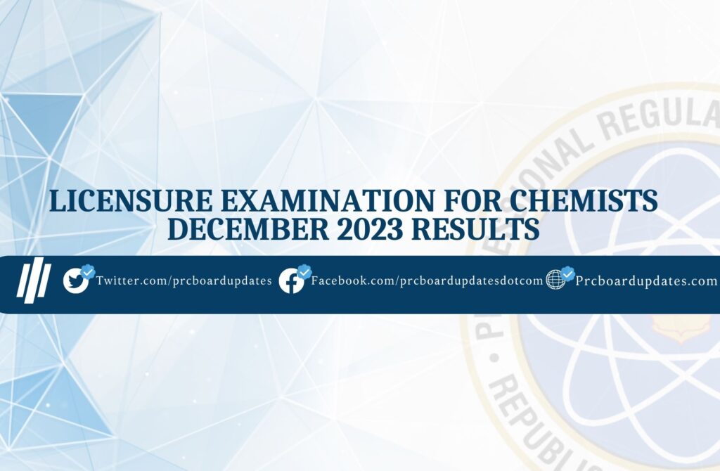 Licensure Examination for Chemists December 2023 Results