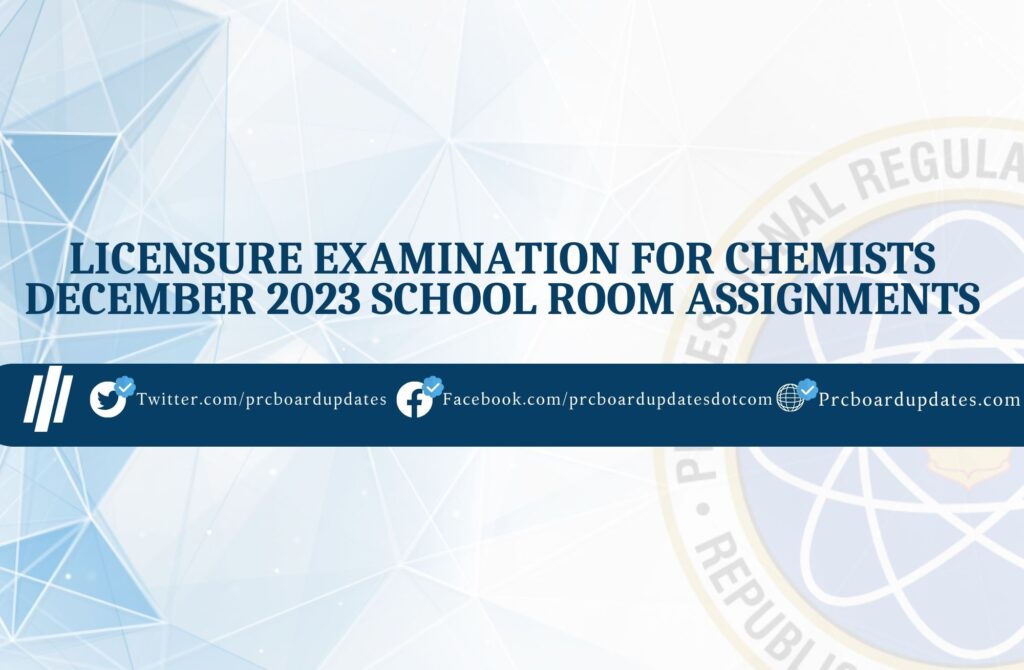 Licensure Examination for Chemists December 2023 School Room Assignments