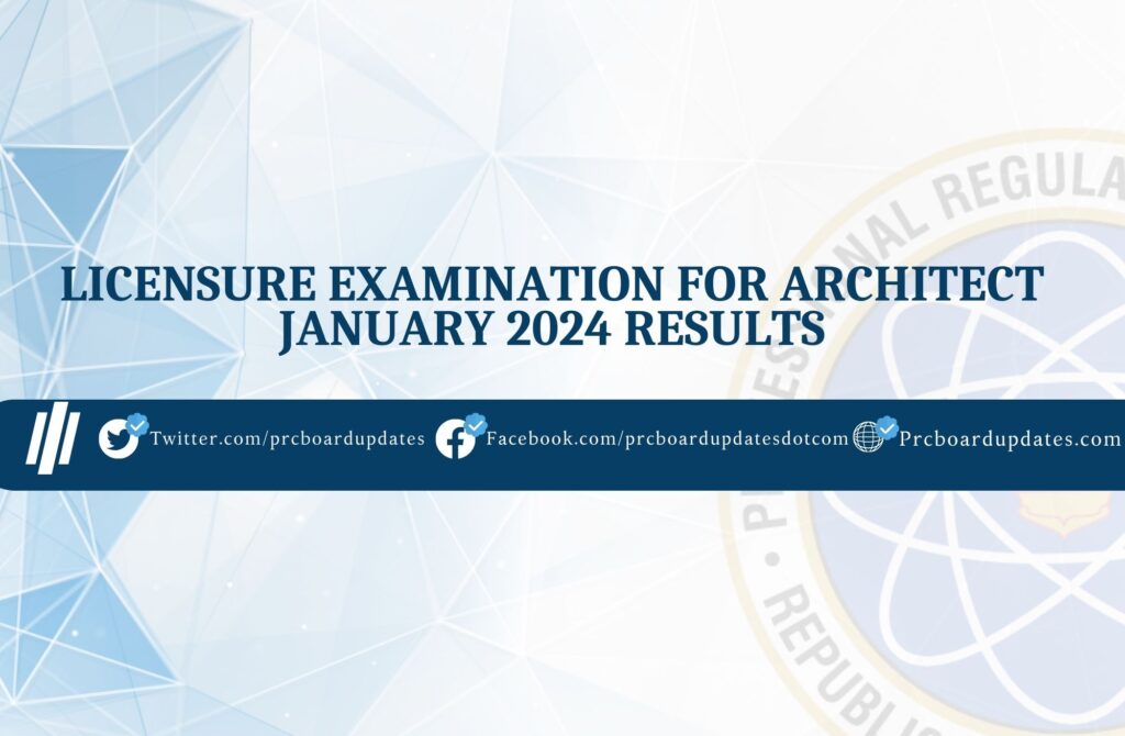 Licensure Examination for Architect January 2024 Results