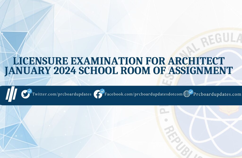 Licensure Examination for Architect January 2024 School Room of Assignment