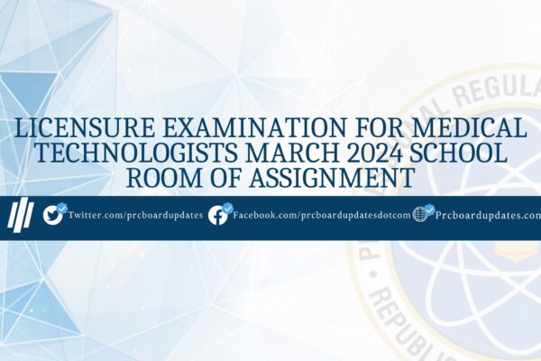 Medical Technologists March 2024 Exam Room Assignment