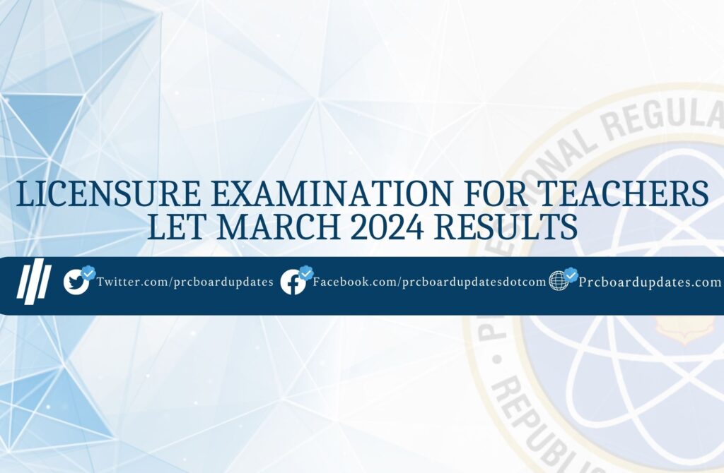 Licensure Examination for Teachers LET March 2024 Results