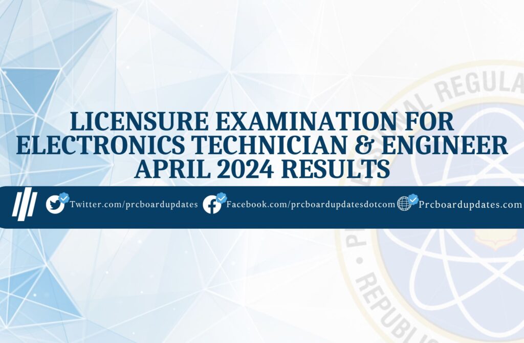 Licensure Examination for Electronics Technician & Engineer April 2024 Results