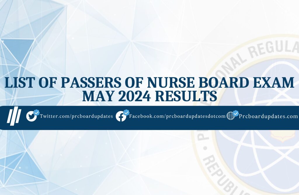 List of Passers of Nurse Board Exam May 2024 Results