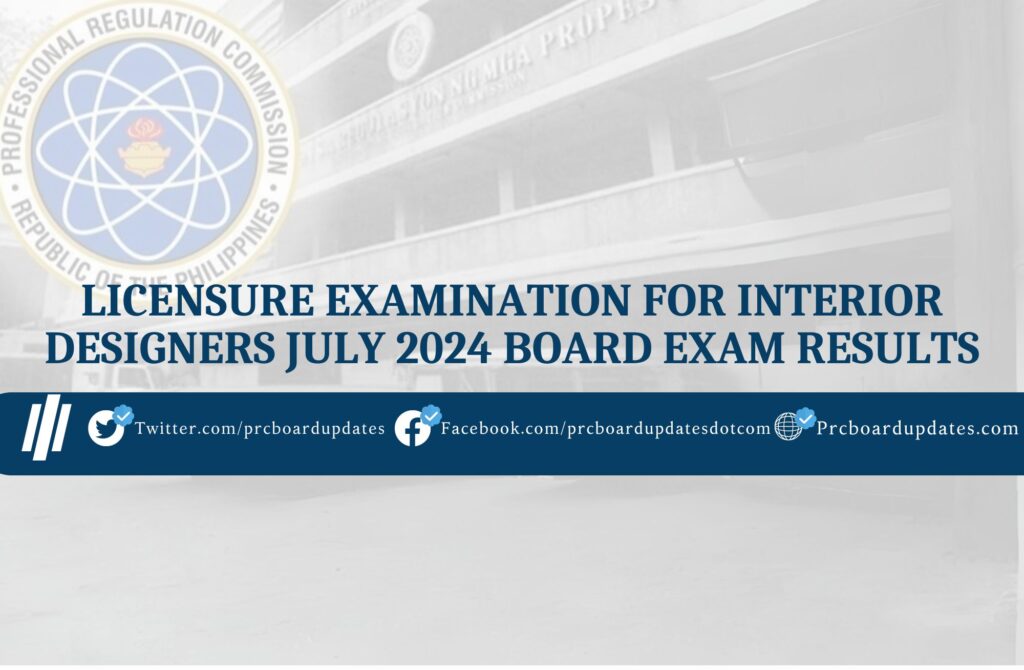 Interior Designers July 2024 Board Exam Results