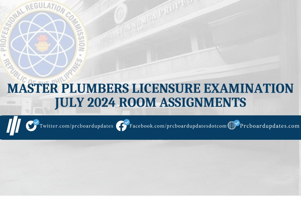 Master Plumbers Licensure Examination July 2024 Room Assignments