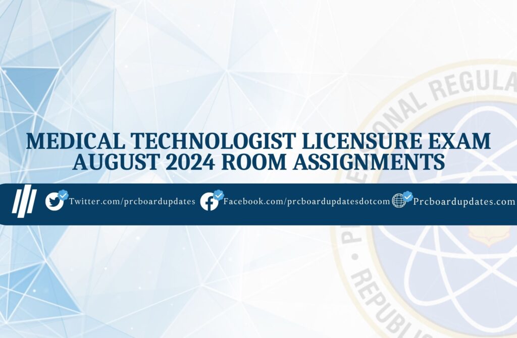 Medical Technologist Licensure Exam August 2024 Room Assignments