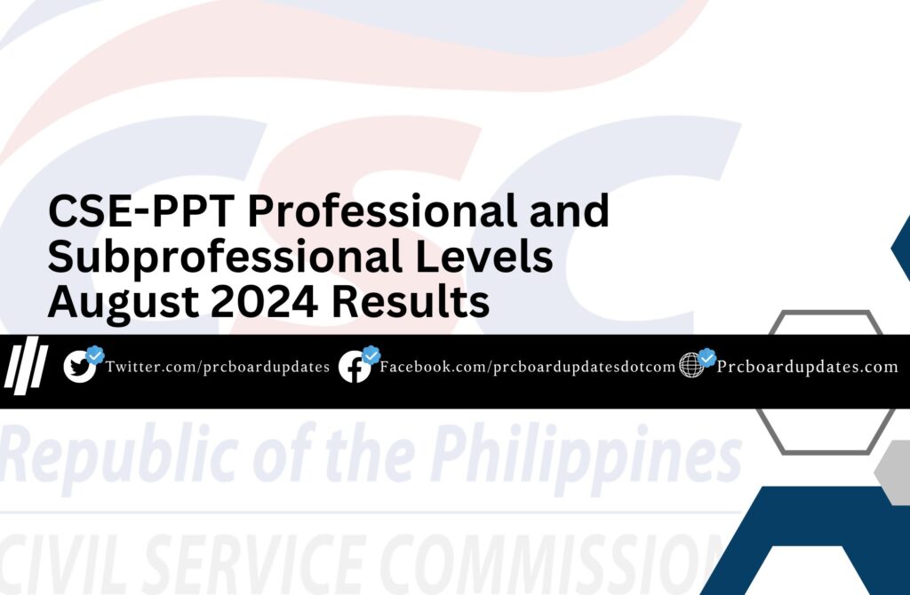 CSE-PPT Professional and Subprofessional Levels August 2024 Results