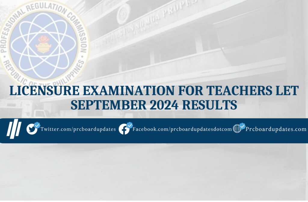 Licensure Examination for Teachers LET September 2024 Results
