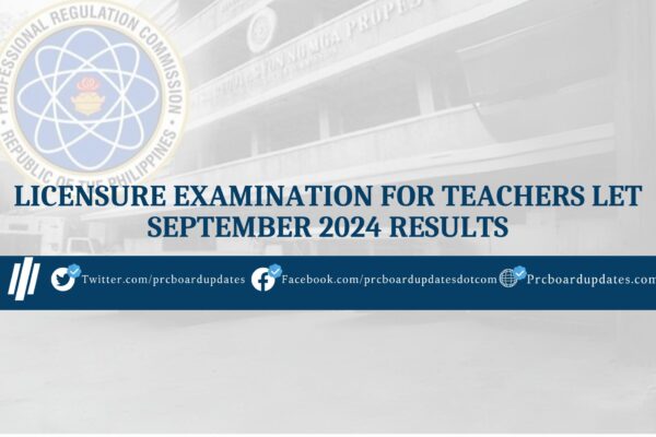 Licensure Examination for Teachers LET September 2024 Results