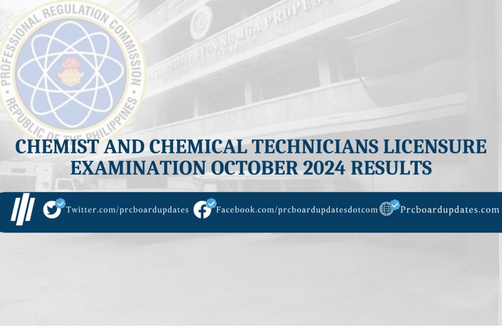 Chemist and Chemical Technicians Licensure Examination October 2024 Results