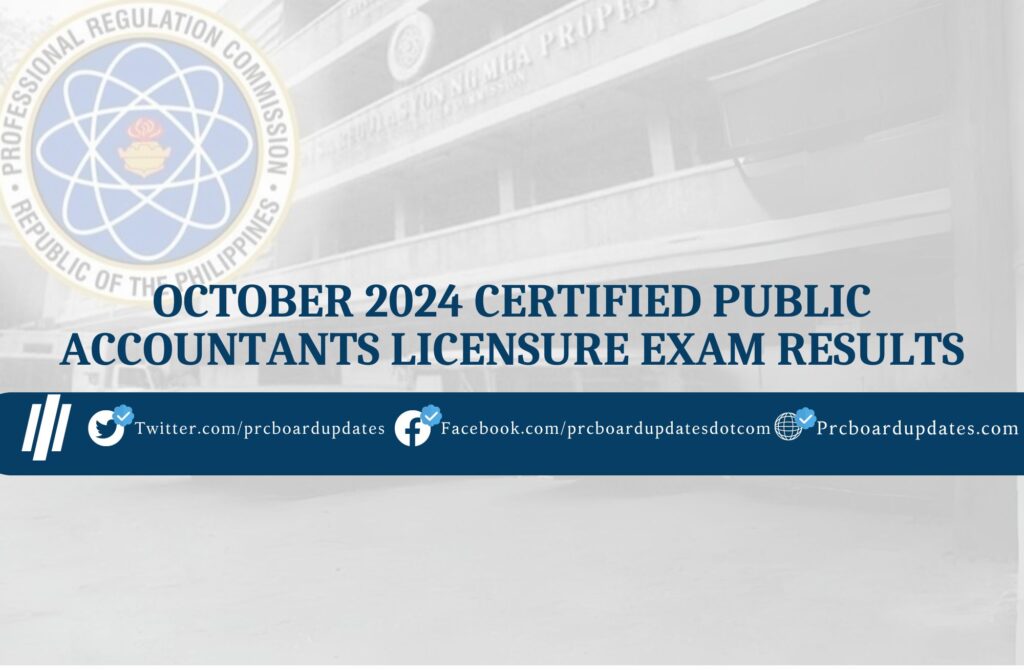 October 2024 Certified Public Accountants Licensure Exam Results