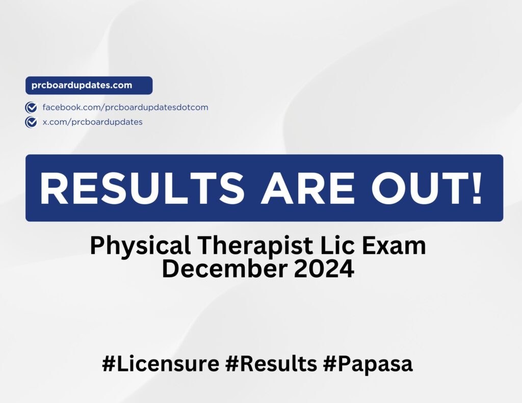 Physical Therapist Lic Exam December 2024 Results