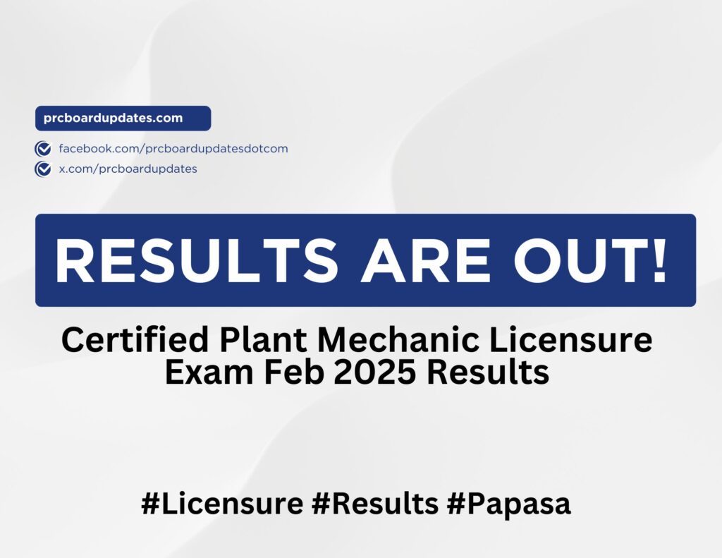 Certified Plant Mechanic Licensure Exam Feb 2025 Results