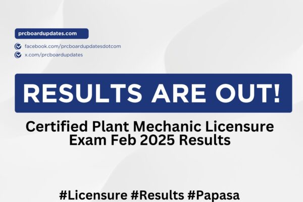 Certified Plant Mechanic Licensure Exam Feb 2025 Results