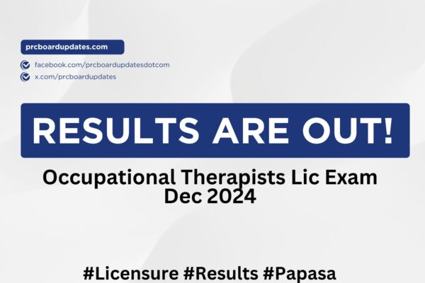 Occupational Therapists Lic Exam Dec 2024 Results