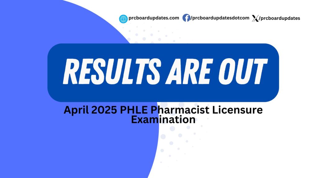 April 2025 PHLE Pharmacist Licensure Examination Results