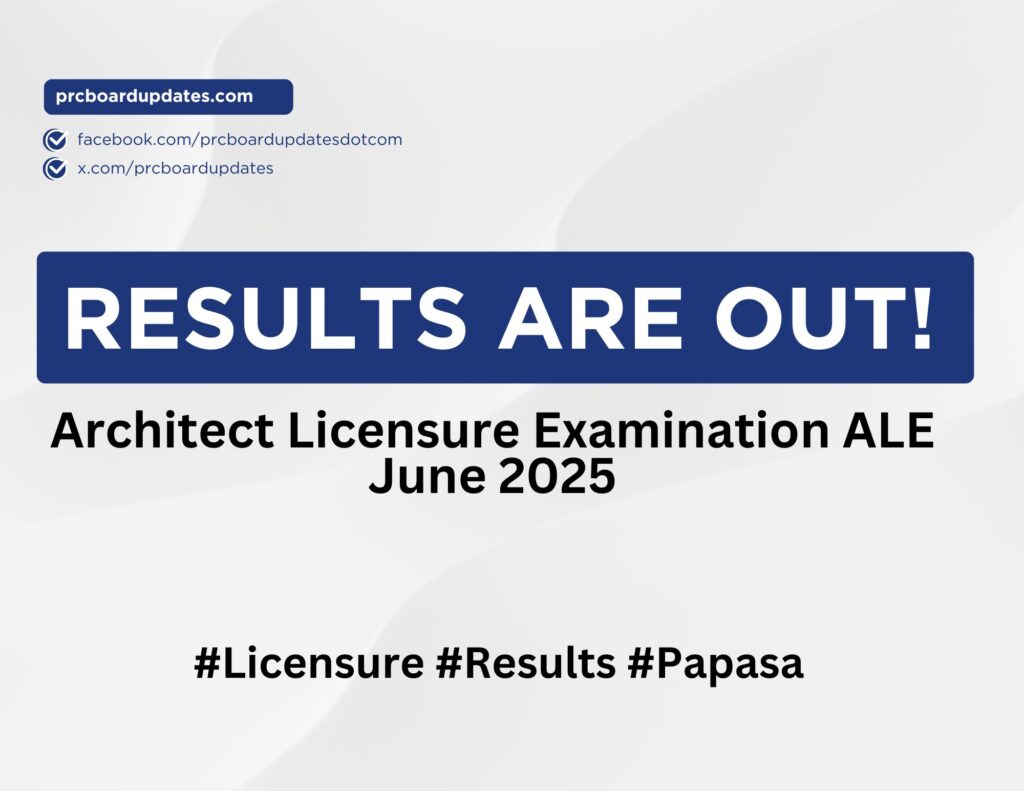 Architect Licensure Examination ALE June 2025 Results