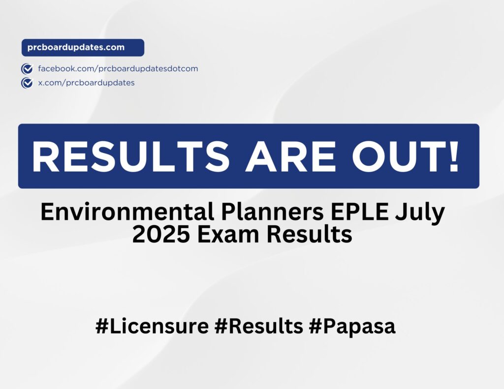 Environmental Planners EPLE July 2025 Exam Results