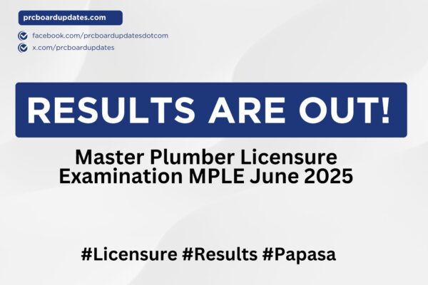 Master Plumber Licensure Examination MPLE June 2025 Results