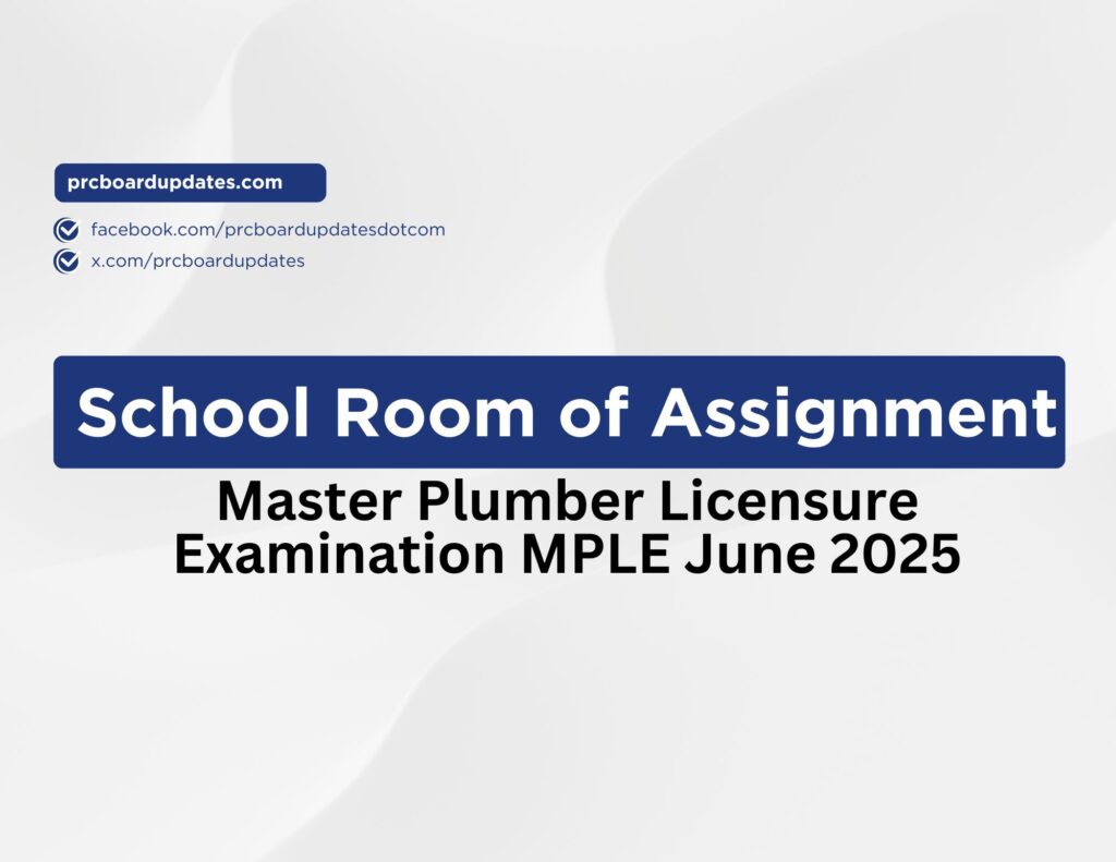 Master Plumber Licensure Examination MPLE June 2025