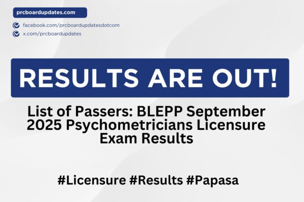 List of Passers: BLEPP September 2025 Psychometricians Licensure Exam Results