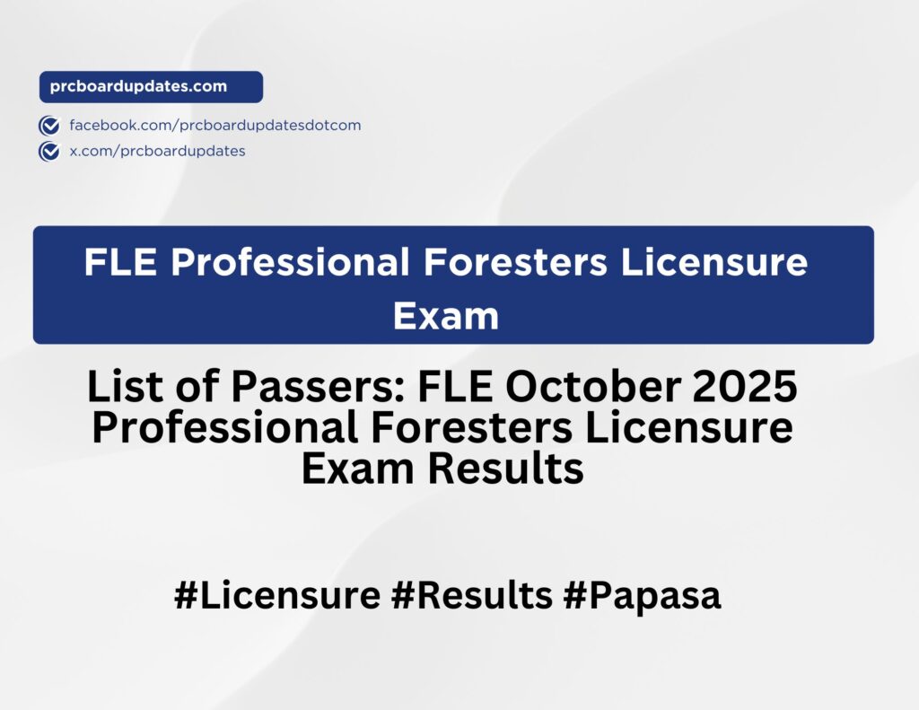 List of Passers: FLE October 2025 Professional Foresters Licensure Exam Results