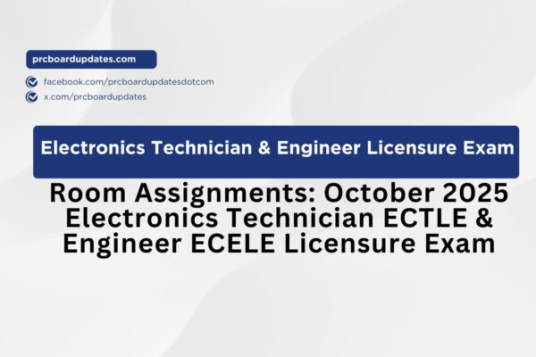 Room Assignments:  October 2025 Electronics Technician ECTLE & Engineer ECELE Licensure Exam