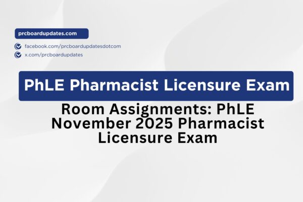 Room Assignments:  PhLE November 2025 Pharmacist Licensure Exam