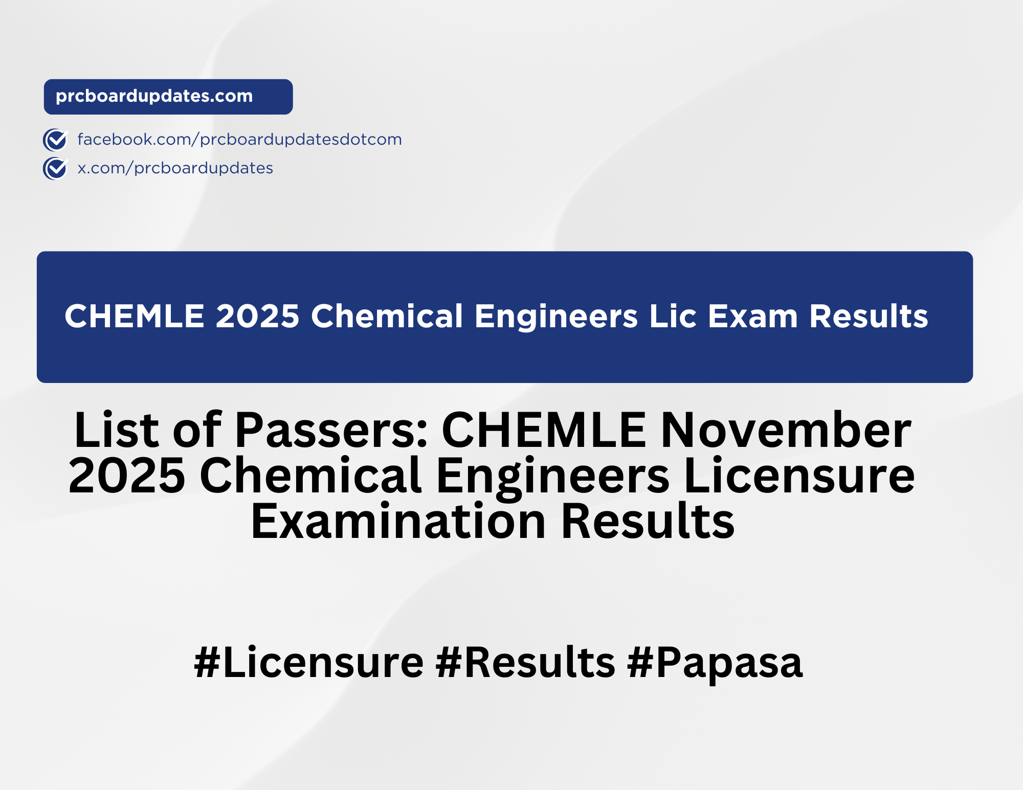 List of Passers: CHEMLE November 2025 Chemical Engineers Licensure Examination Results