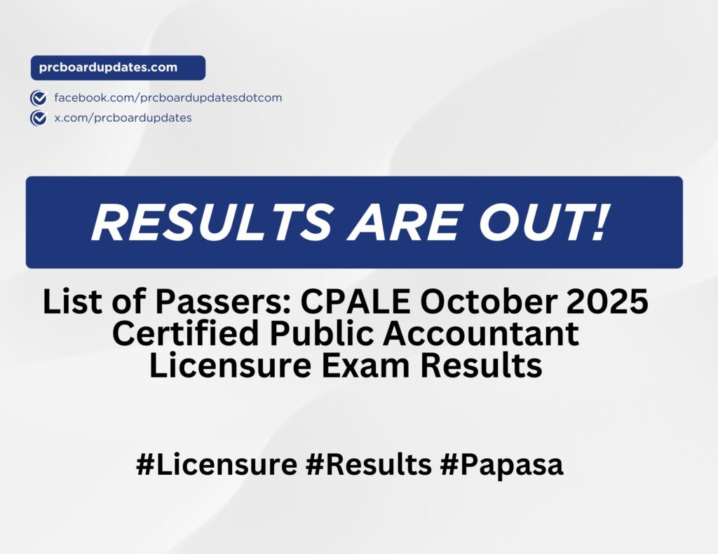 List of Passers: CPALE October 2025 Certified Public Accountant Licensure Exam Results