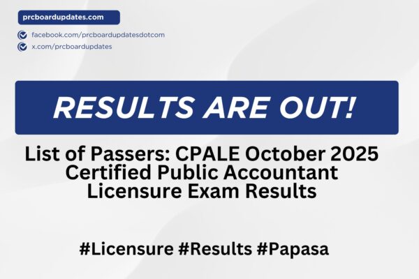 List of Passers: CPALE October 2025 Certified Public Accountant Licensure Exam Results