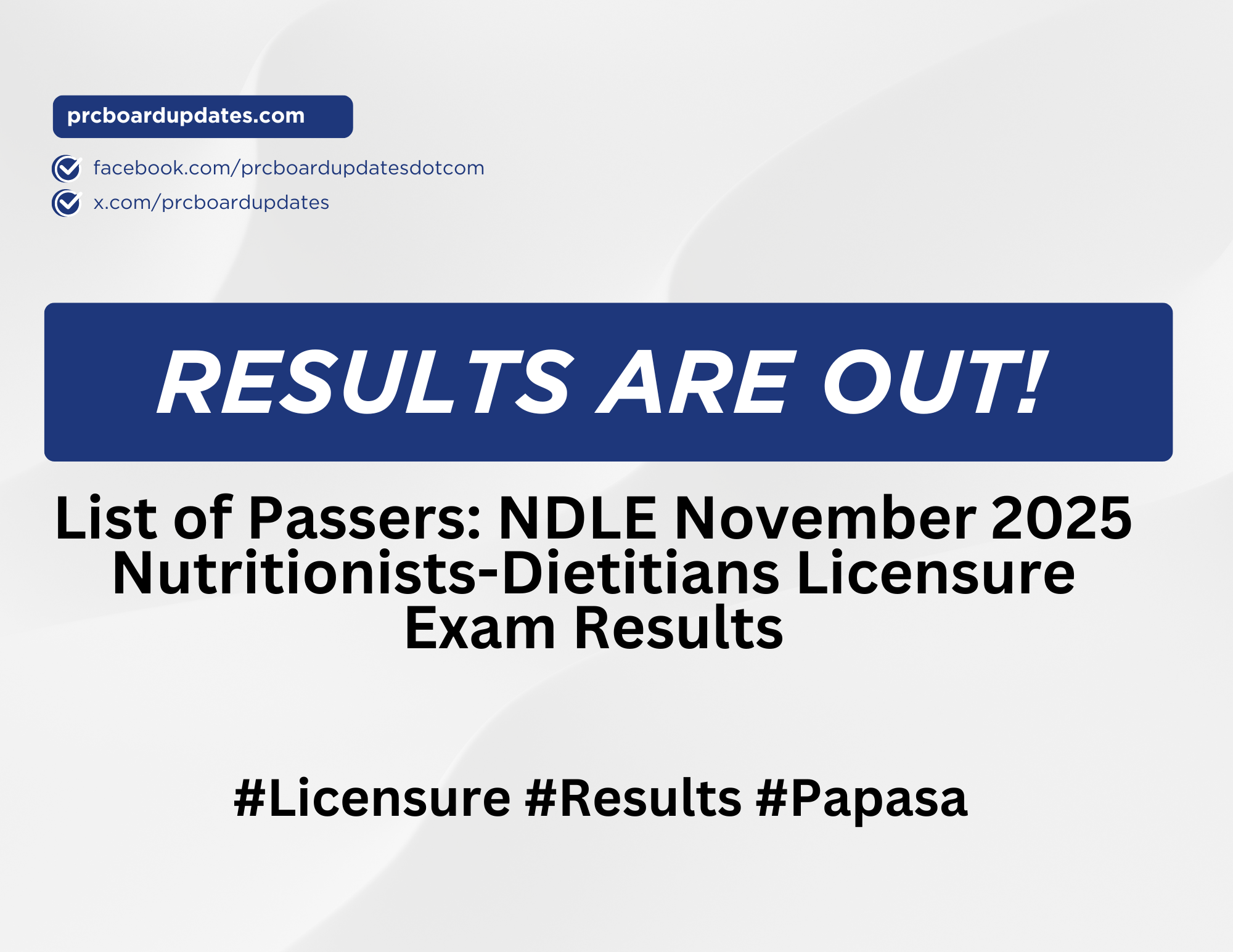 List of Passers: NDLE November 2025 Nutritionists-Dietitians Licensure Exam Results