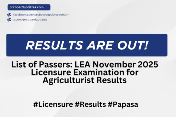 List of Passers: LEA November 2025 Licensure Examination for Agriculturist Results