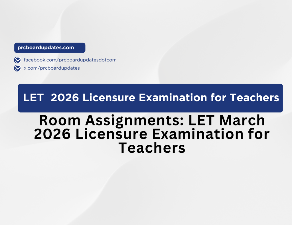 Room Assignments: LET March 2026 Licensure Examination for Teachers