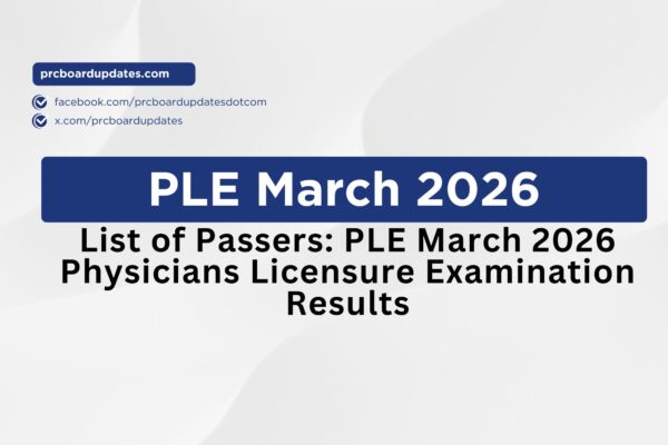 List of Passers: PLE March 2026 Physicians Licensure Examination Results