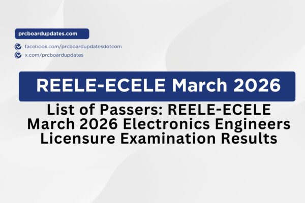 List of Passers: REELE-ECELE March 2026 Electronics Engineers Licensure Examination Results