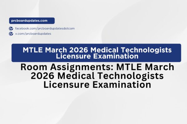 Room Assignments: MTLE March 2026 Medical Technologists Licensure Examination