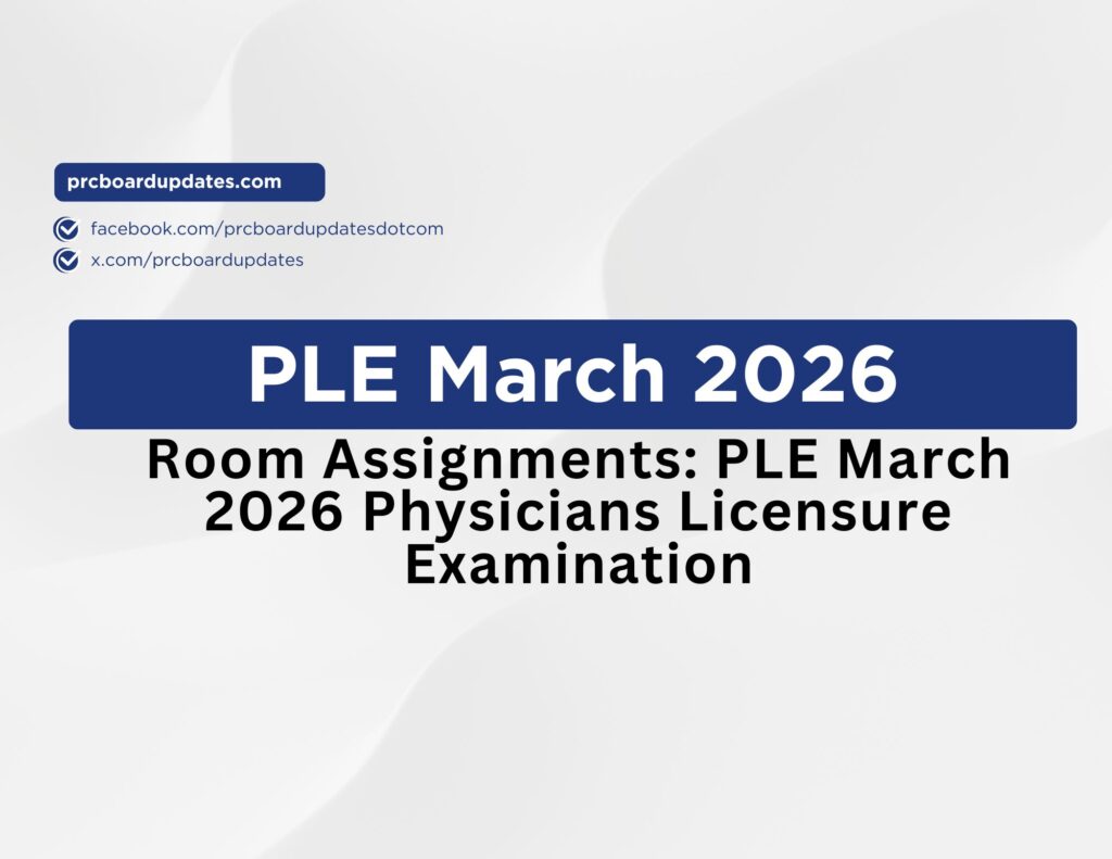 Room Assignments: PLE March 2026 Physicians Licensure Examination