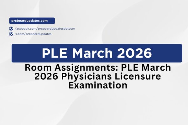 Room Assignments: PLE March 2026 Physicians Licensure Examination