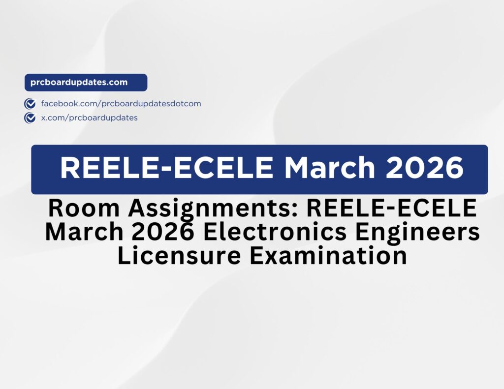 Room Assignments: REELE-ECELE March 2026 Electronics Engineers Licensure Examination
