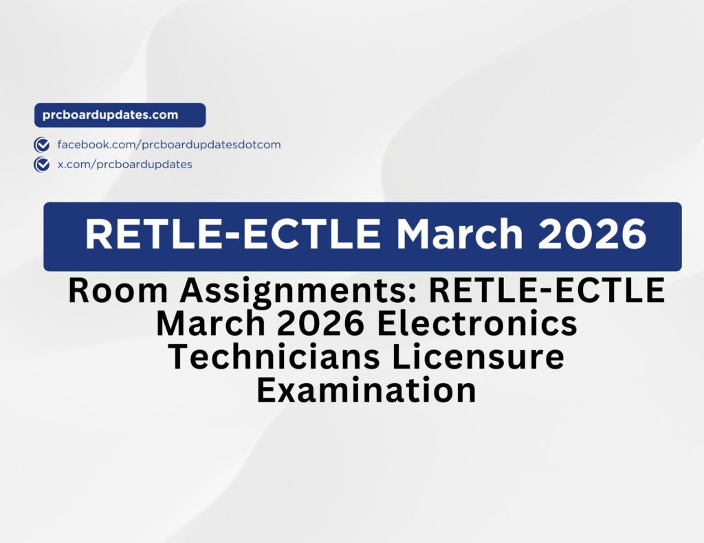 Room Assignments: RETLE-ECTLE March 2026 Electronics Technicians Licensure Examination