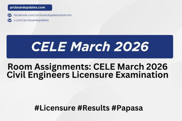Room Assignments: CELE March 2026 Civil Engineers Licensure Examination