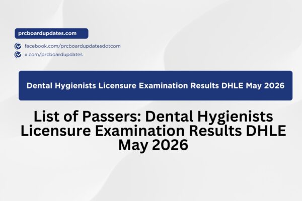List of Passers: Dental Hygienists Licensure Examination Results DHLE May 2026