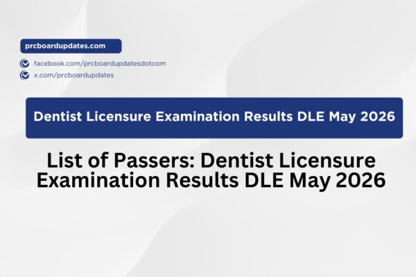 List of Passers: Dentist Licensure Examination Results DLE May 2026